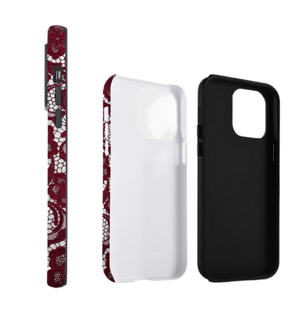 Creative red lace pattern iPhone16 Pro Max case
