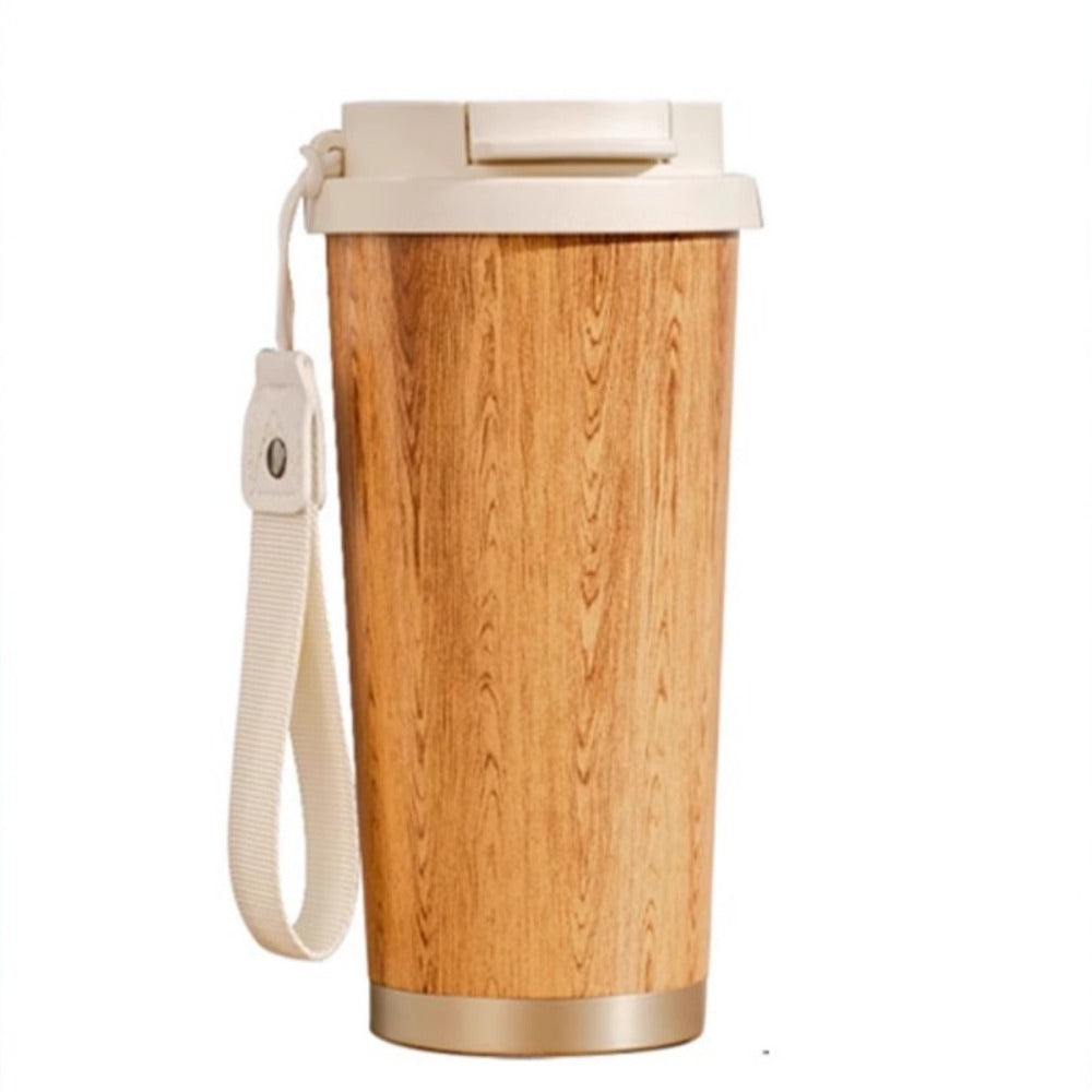 Retro Wood Grain Large-Capacity Thermos Cup