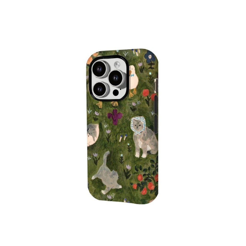 Niche Apple Huawei new green cat phone case