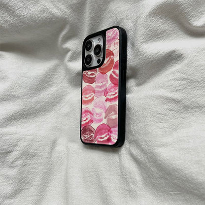 Personality fiery red lips black border iPhone16 Pro Max Phone case