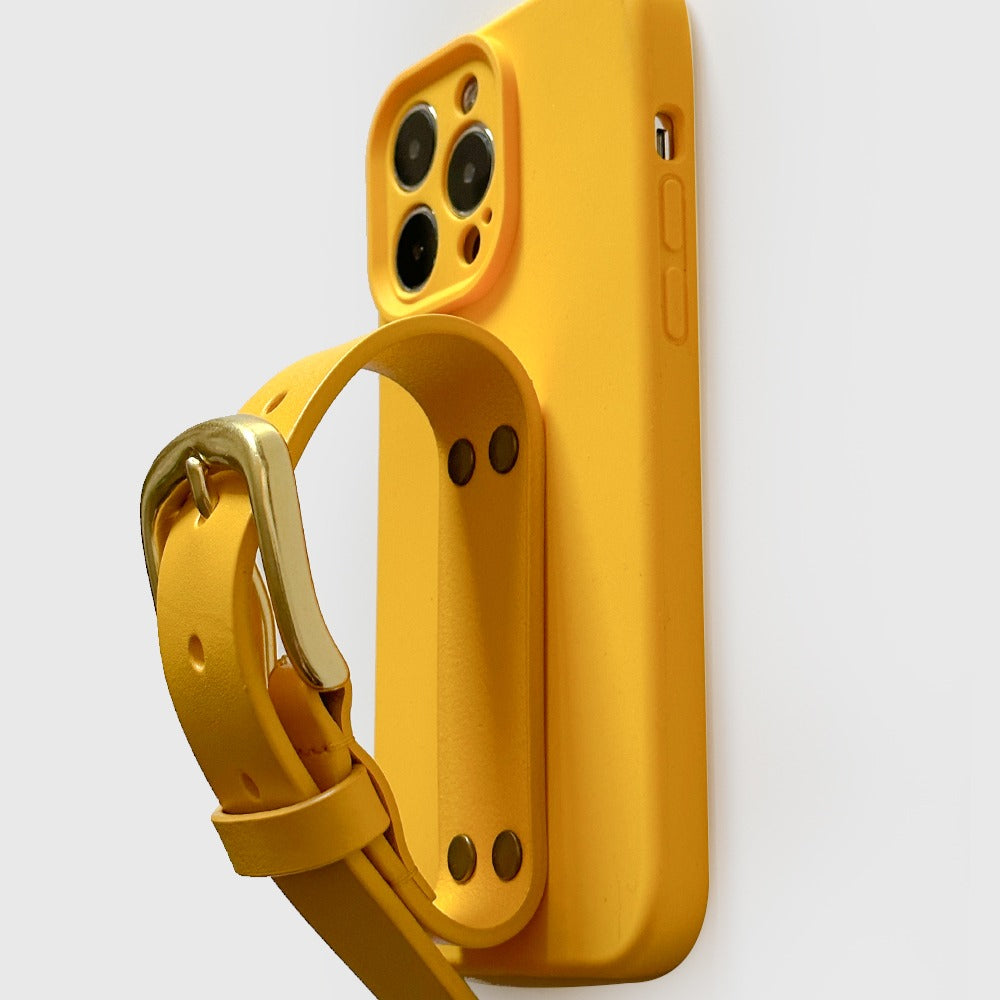 Sunflower Yellow iPhone Case with Buckle Wrist Strap