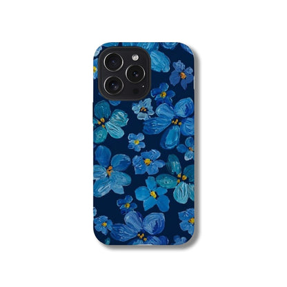Creative Retro Blue Floral iPhone 15 Pro Max Case