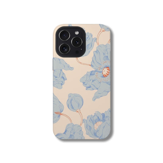 Niche oil painting of blue flowers 15 Pro iPhone case