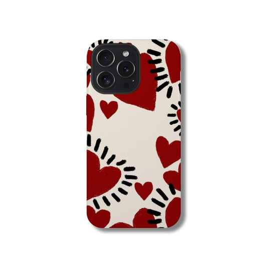 Personalized hand-painted red heart 15 iPhone case