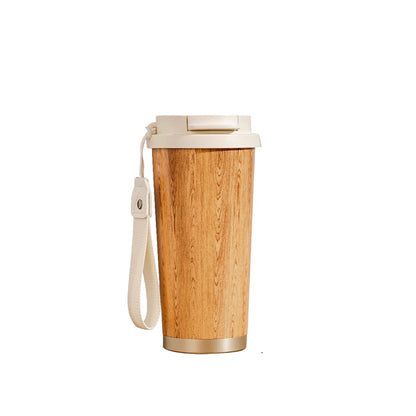 Retro Wood Grain Large-Capacity Thermos Cup