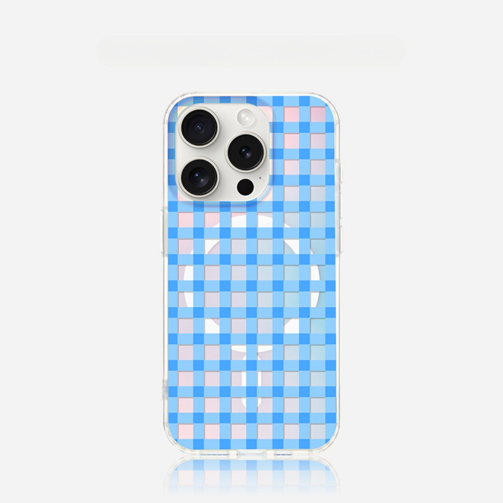 Fashionable Plaid Pattern iPhone Case with Magnetic Attraction