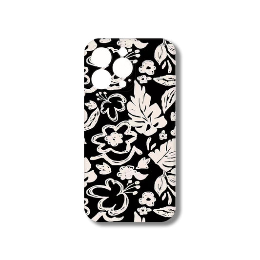 Retro Black and White Floral Aesthetic iPhone 15 Case