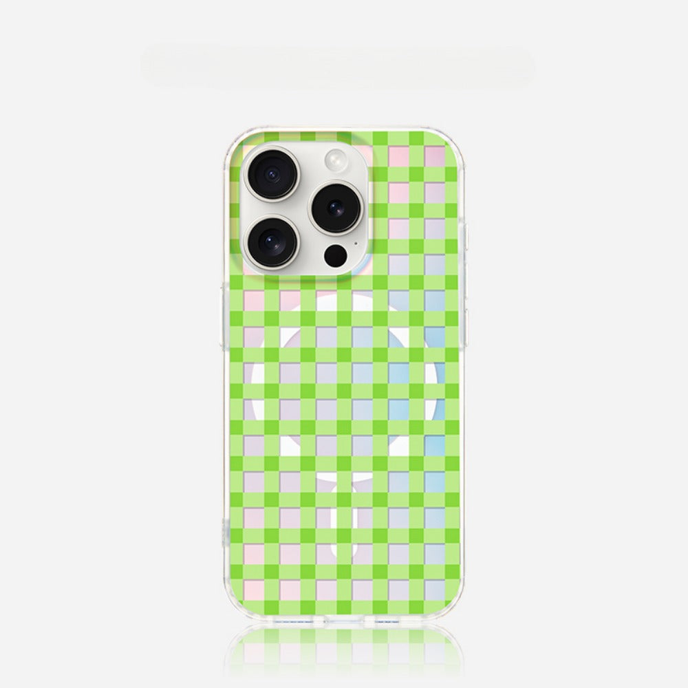 Fashionable Plaid Pattern iPhone Case with Magnetic Attraction