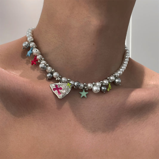 Heavy Industry Pearl Star Note Men's Hip Hop Necklace