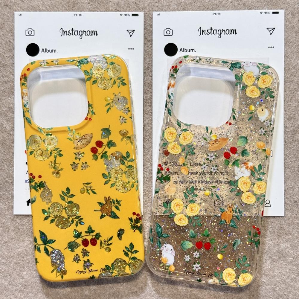 Glitter Vintage Floral Bunny Dual  iPhone 16 case