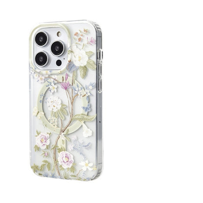 Frosted Transparent iPhone Case with Floral Design