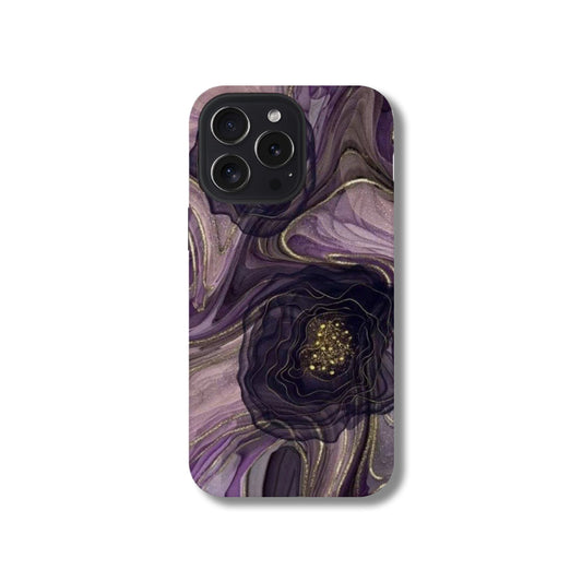 Painted purple flowers flowered gold 15 iPhone case