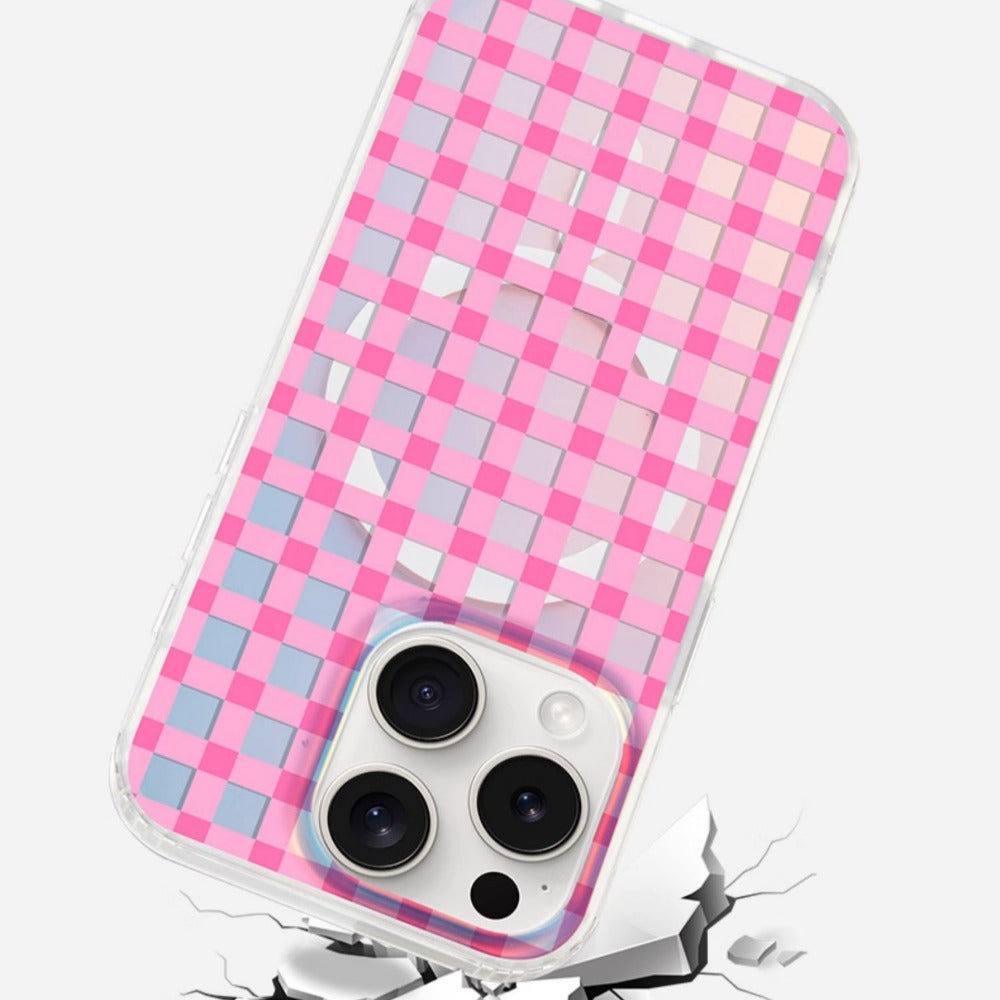 Fashionable Plaid Pattern iPhone Case with Magnetic Attraction